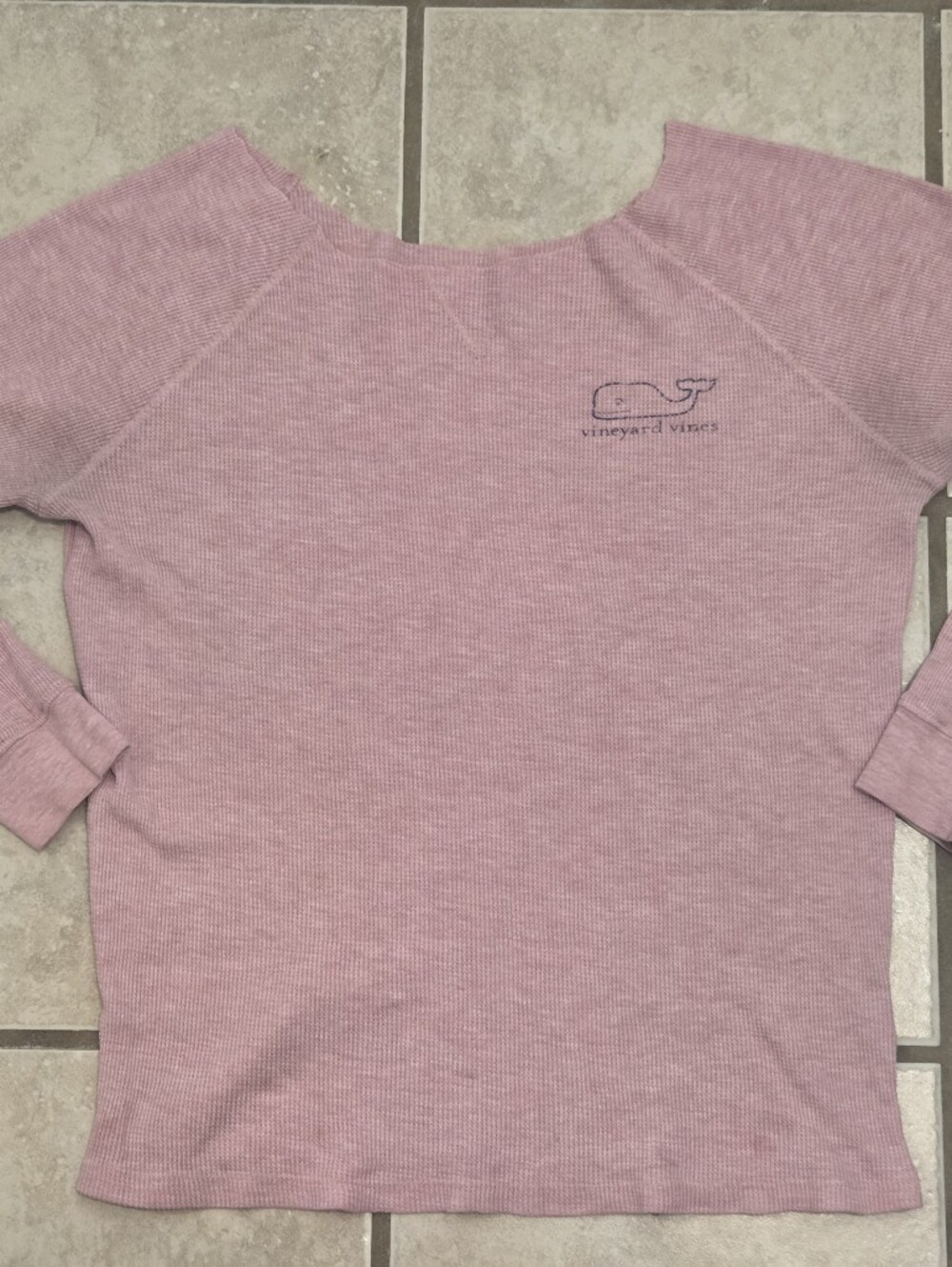 (5/$25) Vineyard Vines Pink Whale Long Sleeve Thermal With Collar Cut Out - XL
